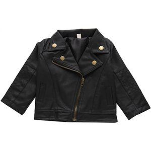Toddler Kids Girls Jacket Coats Zipper Faux Leather Outerwear Winter Clothes